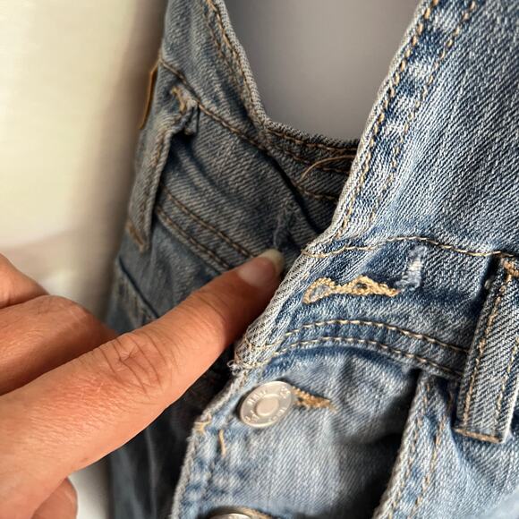 RSQ TILLY'S Distressed Denim Overalls Sz 1 Grunge Y2K Baddie Streetwear Festival - Picture 9 of 14